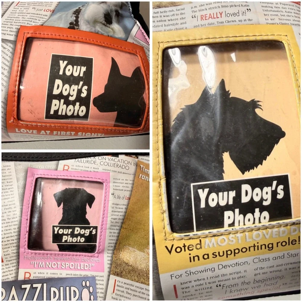 Paparazzi Pup Just Depaws Dog Magazine Print Tote Bag Y2K Novelty Black Large